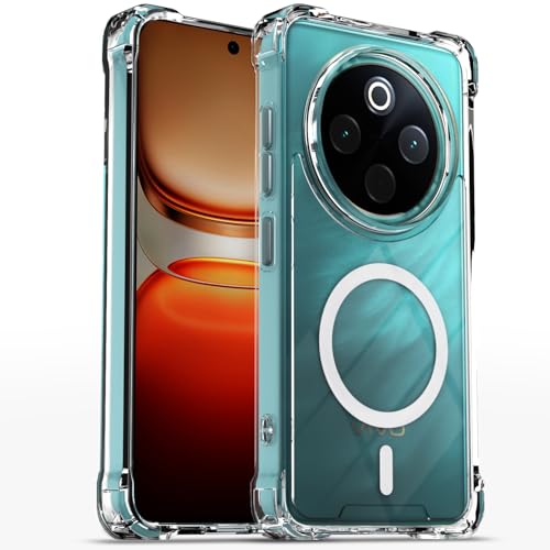 Image of Pikkme Back Cover for Vivo T4 5G / iQoo Z10 5G Mag-Safe Shockproof PC + TPU Protective Case Magnetic Support Bumper Case (Transparent Mag-Safe)