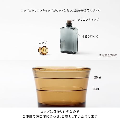 ideaco (イデアコ) 洗口液 詰め替え ディスペンサー 400ml グレー アンバー MOUTH WASH BOTTLE (マウスウォッシュ ボトル) one