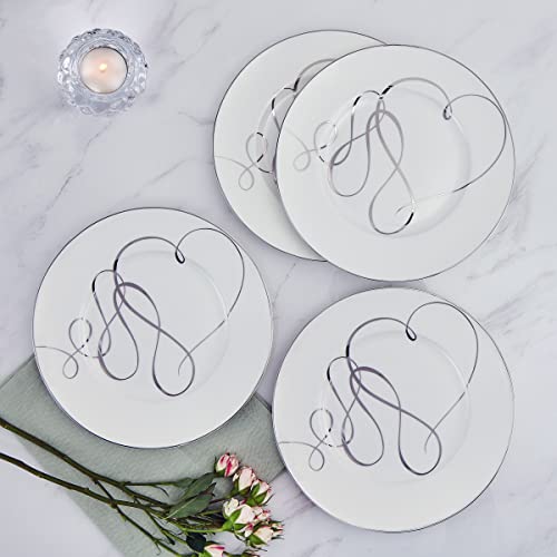 Mikasa Love Story Platinum Banded Salad Plates, Set Of 4, 8.5-Inch, White #TOP3