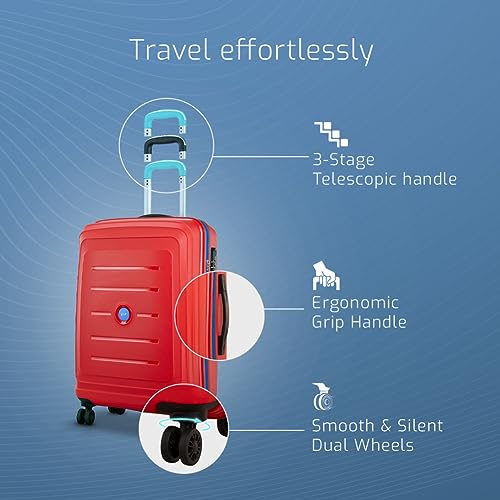 Image of VIP Corsa Ultra Strong Polypropylene Hardsided Carry-On Luggagespinner Dual Wheels with Ergonomic Grip Handle Set of 3 (55Cm+66Cm+76Cm) Red, Small, Medium, Large