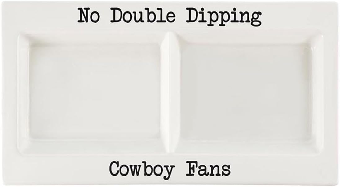 47th & Main Football Ceramic Dip Tray No Double Dipping Serving Tray, 11" L x 6" W x 2.25" H, Sooner Fan