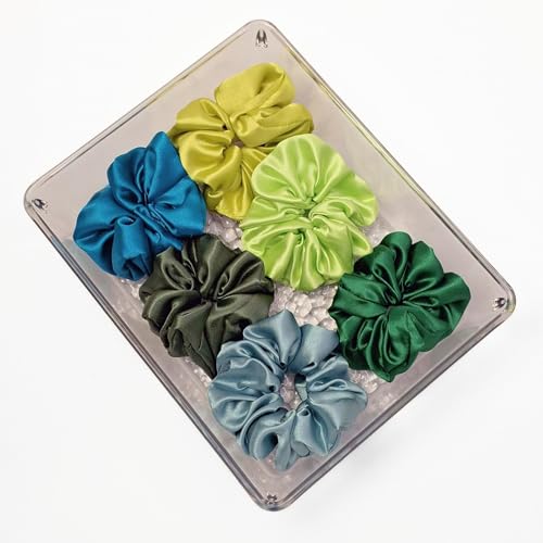 Image of Silk Satin Scrunchies (Pack of 6) - No Tug, No Damage Hair Ties for Women & Girls - Elegant & Comfortable (Pinapple)