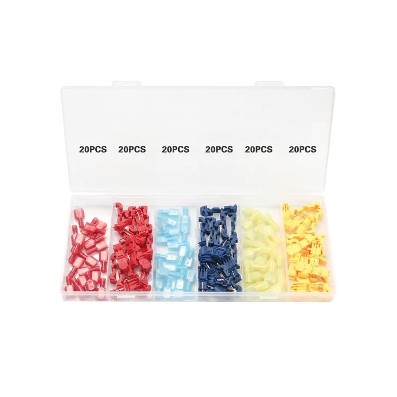 120PCS Insulated Male Quick Disconnect Terminals Set T Tap Quick Electrical Wire Connectors Splice Taps