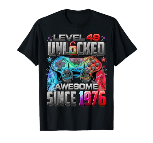 Level 49 Unlocked Awesome Since 1976 49th Birthday Gaming T-Shirt