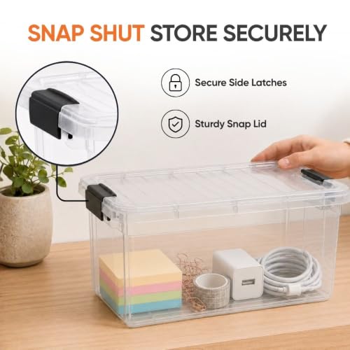 Image of Superio 2.5 Quart Clear Plastic Storage Boxes with Lids, Stackable Organizer Containers, BPA-Free Storage Bins for Home, Office, School & Dorm, 3 Pack