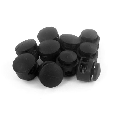 10 Piezas 4mm Diámetro Doble Agujero Tanka Cierres Cuerda Extremos Negro