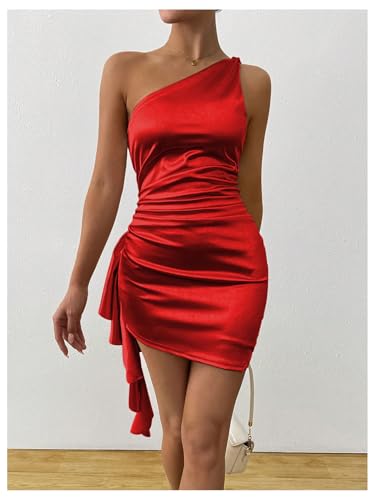 Image of GORGLITTER Women's Sexy Birthday Mini Dresses Asymmetrical Going Out Club Party Vegas Dinner One Shoulder Fringe Dress