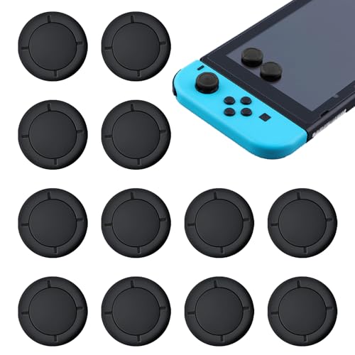 12 Silikon-Joystick,Controller Schwarze Griffabdeckungen,Geeignet für Switch Joystick Kappen, Spielerlebnis Verbessern,Joystick Schützen,Lebensdauer Verlängern(Schwarz)
