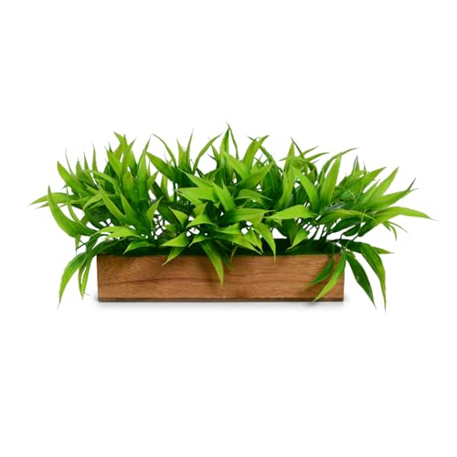 DecoreBugs Artificial Plant Bamboo Leaves in Wooden Rectangular T...