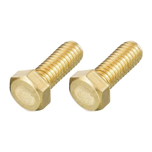 Image of METALLIXITY Hex Head Screw Bolt (3 /8-16x1) 2Pcs, Brass Fully Threaded Solid Brass Hex Bolts Machine Screws - for Machinery Repair