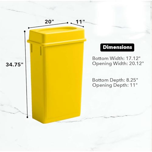 Image of 23 Gallon Slim Rectangular Garbage Can with Lid - Yellow