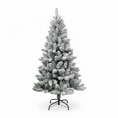 DAYRON - Árbol de Navidad Artificial Nevado con Ramas Abatibles y Soporte Metálico Plegable, Disponible en 150 y 180 cm, Montaje Rápido y Fácil de Guardar