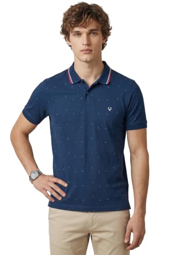 Image of Allen Solly Men's Polo T-Shirt | Polycotton Blend | Color-Block Print | Regular Fit | Smart Casual Wear