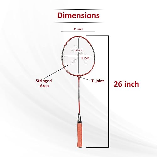 Hipkoo Sports Aluminum Badminton Rackets Combo Set, 2 Wide Body Racquet with Full Cover, 10 Plastic Shuttlecocks and Net, Suitable for Beginner, Lightweight and Sturdy, Red (Set of 2) 7 41XUr3EEAlL
