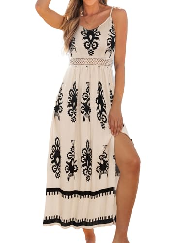Image of CUPSHE Women's Summer Maxi Dress V Neck Paisley Slit Cami Long Dress Beach Sundress