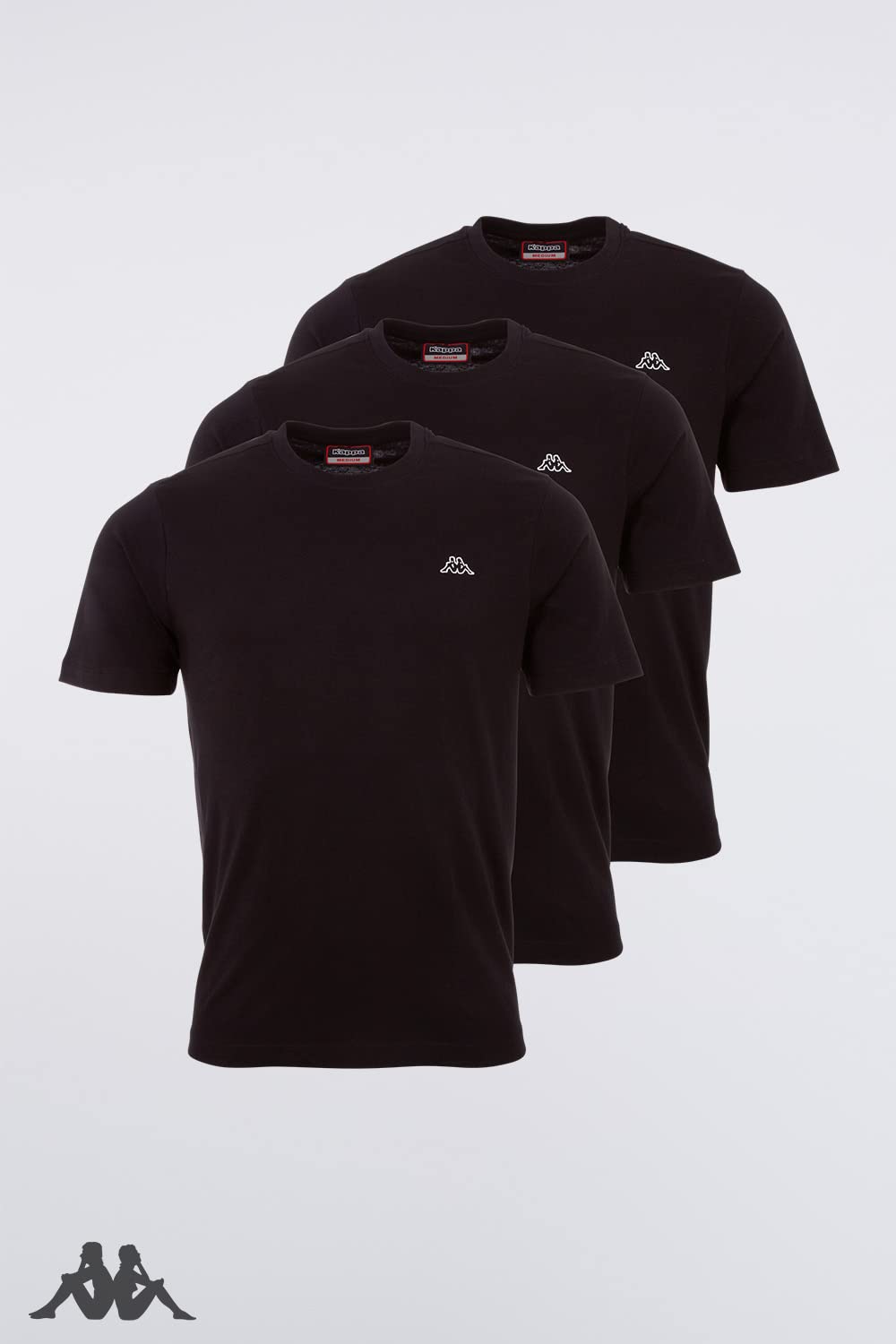 Kappa VOLLAR Lot de 3 t-Shirts pour Homme – T-Shirt de Sport à col Rond – Ensemble de t-Shirts Basiques pour Homme – Haut pour Le Sport et Les Loisirs – Coupe Droite