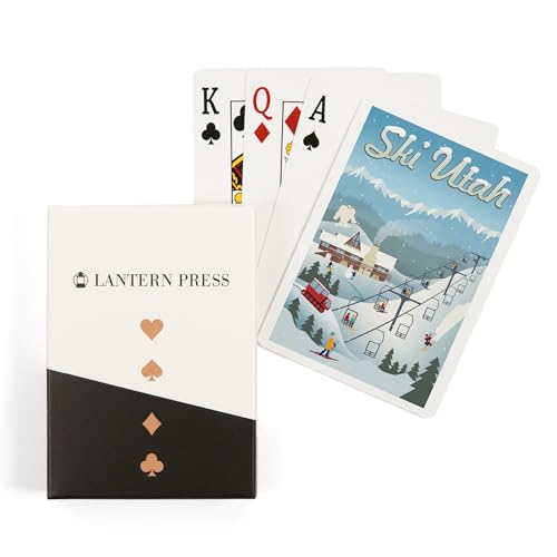 Lantern Press Ski Utah, Baraja Poker Retro 52 Cartas