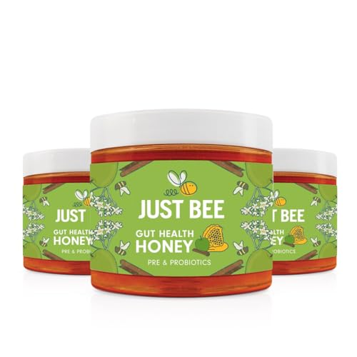 Just Bee Gut Health Honey (3 x 260g) | Prebiotic and Probiotics Fibre Honey