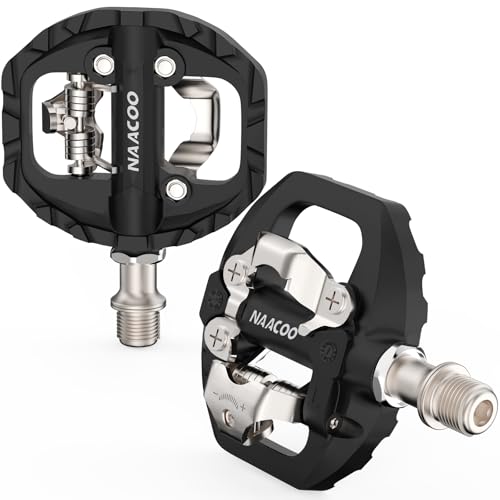 NAACOO Pedali per bici a doppia piattaforma compatibili con Shimano SPD Pedal MTB Clipless cuscinetto sigillato clip pedale per bicicletta