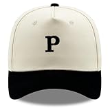 SoGoNati Men Women Funny Embroidery Letter A-Z Baseball Caps Initial Gifts Ideas, Classic Two-Tone Adjustable Cotton P Black Dad Hat Birthday for Father's Day & Mother's Day
