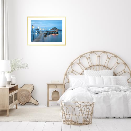Image of JCJMY 20x28 Picture Frame with 16x24 Mat, Display Photo 16x24 with Mat or 20 x 28 Without Mat, Wall Hanging Large 20 by 28 Poster Frame with Plexiglass, Gold