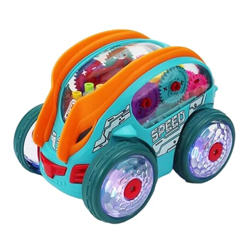 Coche de juguete giratorio de 360 ° - Vehículo de engranajes de 15 cm, juguete de camión musical de material ABS, coche de cascada luminosa de funcionamiento suave con música | Regalo divertido para
