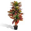 Goplus Artificial Croton Palm Tree 40 Tall Lush Faux Tree in Pot for Home Decor Indoor with Colorful Variegated Leaves Potted Fake Tree Artificial Plants for Office Living Room Porch