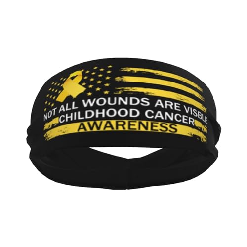 Not All Wounds are Visible Childhood Cancer Awareness Adjustable Sports Headband Moisture Wicking Sweatband for Running Workout2