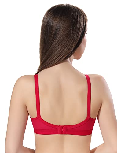 Image of Fabme Women's Cotton Seamless Non-Padded Non-Wired Bra, Cross Belt, Heavy Support, Double Layer Cups, Broad Elastic Bra