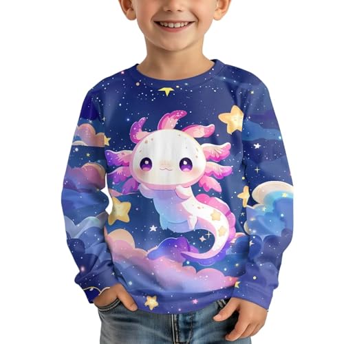 Image of Girls Cartoon Print Long Sleeve Graphic Tee Casual Crew Neck T-Shirts for 3-16 Years Little Girls