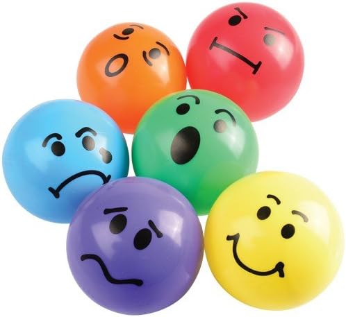 Constructive Playthings Express Your Feelings Soft Vinyl Balls, Therapy Toys for All Ages, Alternative to Feelings Chart, Vinyl Balls, Indoor Use Only, Set of 6