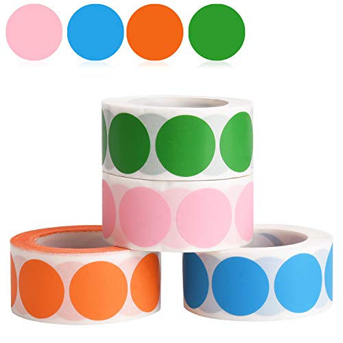 Udefineit 2000PCS Colored Dot Stickers Round Spot Circles Dots Paper Labels, Color Coded Round Self Adhesive Labels Roll Round Sticky Dots for Home Office Warehouse Organsing, Stock Taking, DIY Craft