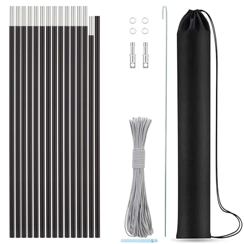 Aluminum Tent Poles Replacement,Pre-Assembled Tent Poles,Fits Both Female and Male Ends,7001 T6 Lightweight Tent Rod Repair Kit for Camping Hiking Backpacking Tent (20ft 0.4in)
