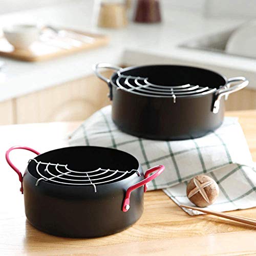 Tempura-Friteuse, runder Tempura-Friteusentopf, Frittiertopf zum Kochen in der Küche, Mini-Fritteuse, Pfanne mit Ölsieb für Gas- und Induktionsherd – Bild 7