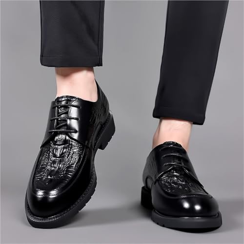 Men's Crocodile Pattern Leather Dress Shoes Business Casual British Style Retro Spring Formal Footwear Korean Fashion4