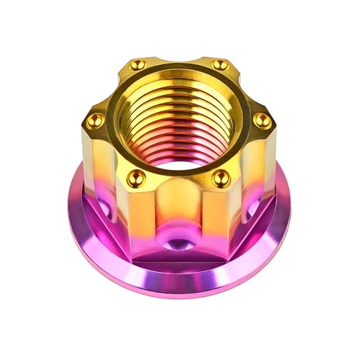 Image of Titanium M6 M8 M10 M12 M14 M16 Flange Bolt Nut Bicycle Motorcycle Rear Axle Car Modification Accessories Pack of 6 (M12 Pitch 1.25mm, Purple Gold)