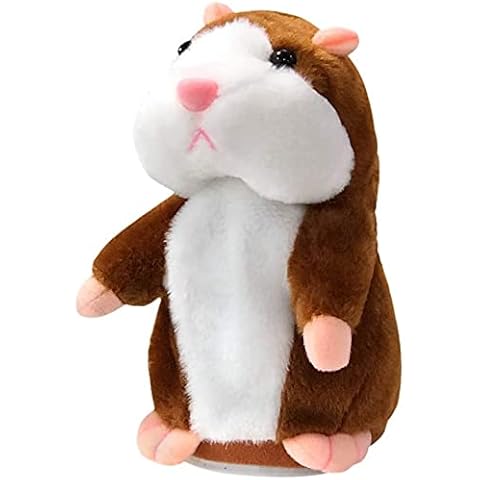 Talking Hamster Toy, Repeats What You Say Plush Animal Toy, Electronic Hamster Mouse for Boy and Girl Gift (Brown) Cover