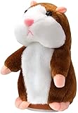 DESTRIC Talking Hamster Toy, Repeats What You Say Plush Animal Toy, Electronic Hamster Mouse for Boy and Girl Gift (Brown)