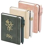 3 Pack Pocket Journaling Notebooks, A6 Small Notebook Total 360 Pages Journaling Notebooks For Note Taking Journals For Writing Mini Note Pads With Pen Holder 100 GSM Thick Paper(Green,Pink,Khaki)