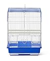 Prevue Pet Products Flat Top Economy Parakeet and Small Bird Travel Cage with White Wire, Blue Plastic Base with Removable Tray