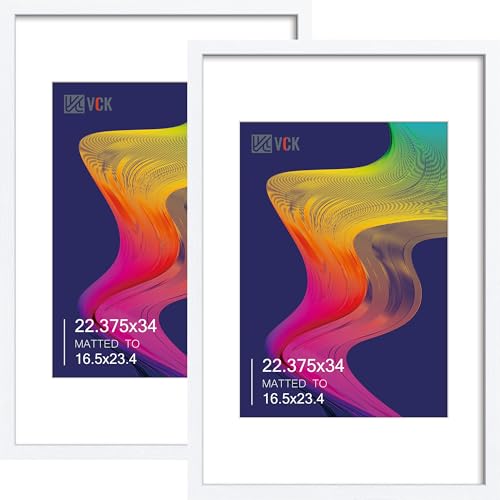 Image of VCK 22.375 x 34 Poster Frame 2 Pack, White Wood, A2 Mat, for Poster Print