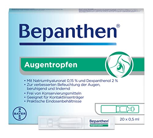 Bepanthen Augentropfen, die Hilfe bei trockenen, geröteten, juckenden oder brennenden Augen, 20-er Pack (20 x 0,5 ml) - Image 4