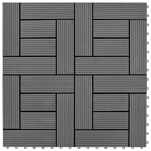 Swpsd Grey 11 pcs 30 x 30 cm Decking Tiles Decking Boards Flooring Deck for Patios, Balcony, Bathrooms, or Pool or Spa Area WPC 1 sqm