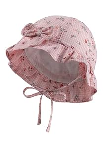 Sterntaler Babyhut Vichy Karo Bindeband - Mädchen Babyhut mit UV -Schutz 50 aus Baumwoll -Mischgewebe - Schirmmütze für Babys - perlrosa, 47