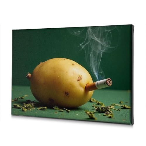 Lienzo decorativo de patata fumando para dar un toque divertido y único a tu sala de estar