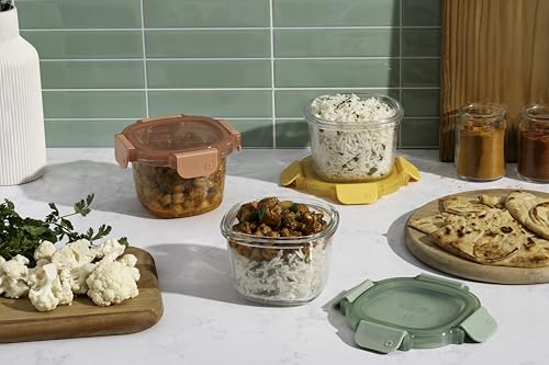 Ello Color Lock 2 Cup 6PC, 3 Pack Glass Meal Prep Sets Leak-Proof Glass Food Storage Containers with Airtight BPA-Free Plastic Lids, Dishwasher, Microwave, and Freezer Safe, Desert Festival by Ello - Image 2