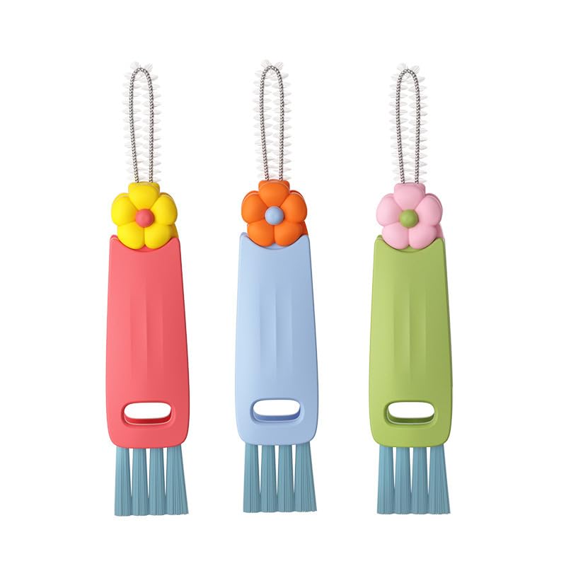 3 in 1 Cup Lid Cleaning Brush, Multi-Functional Bottle Brush, Cup Lid Cleaner for Gap Tight Spaces Cup, Home Kitchen Cleaning Brush Tools(3 Pcs, A-Mixed)