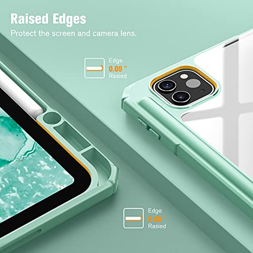 FINTIE Hybrid Case Compatible with iPad Pro 12.9 inch (2022/2021/2020/2018, 6th/5th/4th/3rd Generation) - Shockproof Clear Back Cover with Pencil Holder, Auto Wake/Sleep, Emerald Marble - Image 7