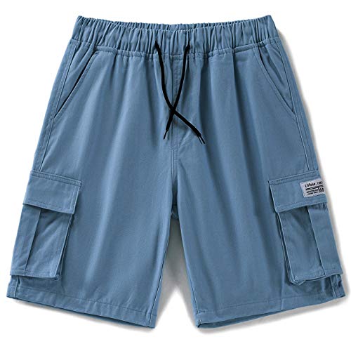 Ltifone Mens Cargo Shorts Casual Drawstring Elastic Pants Premium Waist Relaxed Summer Outdoor Shorts With Pockets Denim #TOP19