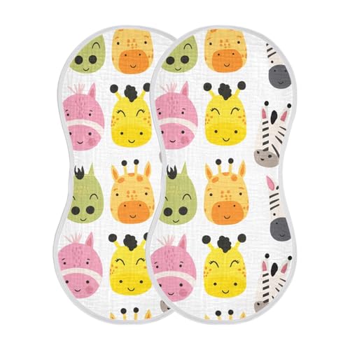 2 Pack Baby Burp Cloths, Soft Absorbent Burping Cloths for Babies, Cotton Milk Spit Up Rags, Large Size for Newborns, Baby Boys and Girls (Horse Face Design)